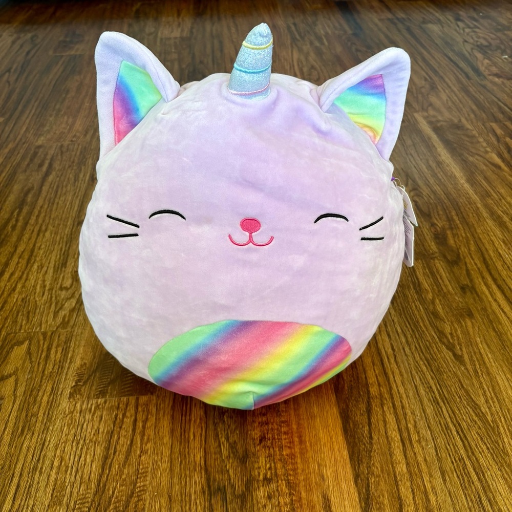 Cienna Squishmallow large 16” purple rainbow unicorn cat, rare 2021 NWT